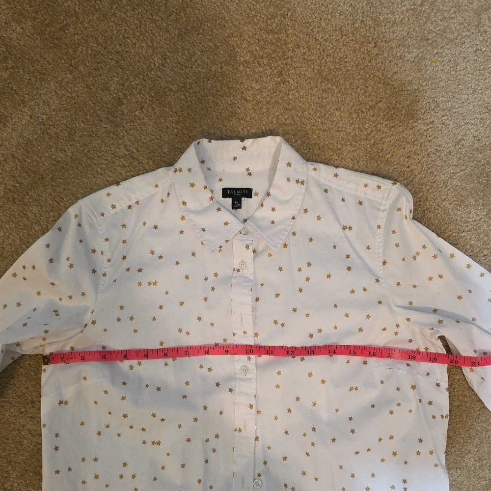 Talbots White‎ Shirt with Gold Stars MP - Picture 7 of 9